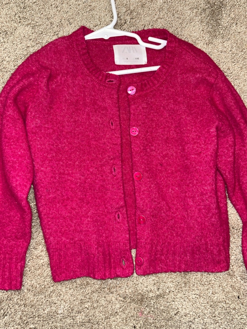 Zara Girl’s Bright Fuchsia Button-Front Cardigan